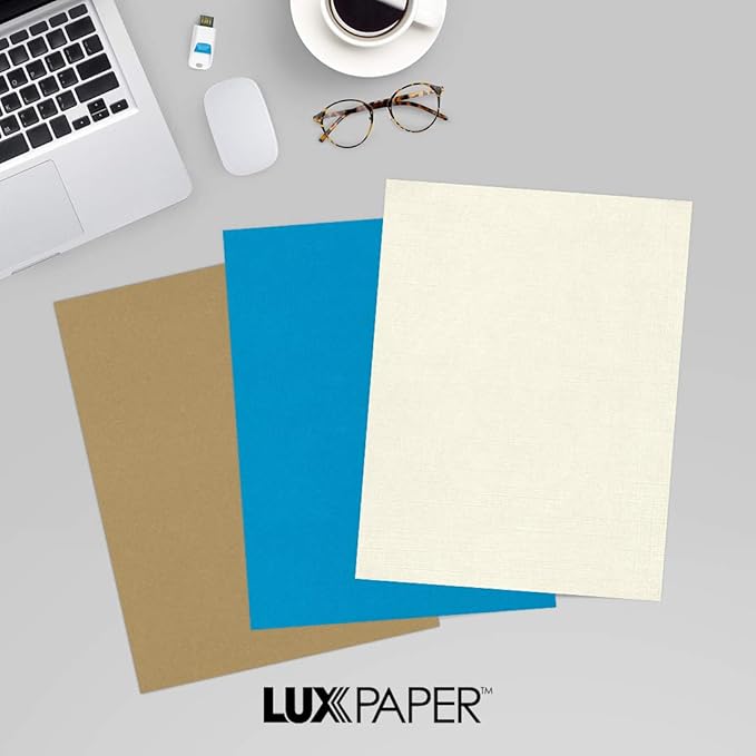 LUXPaper 8.5" x 11" Classic Linen Paper | Letter Size | Natural White | 70lb. Text | 1,000 Qty