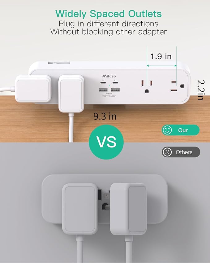 PD30W Desk Clamp Power Strip, Desktop Mount Surge Protector, Fast Charging Station, 5Ft Extension Cord Desk Edge Mount Shelf with 4 Outlets 4 USB Ports (2 USB C), Home Office Accessories Essentials