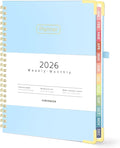 Forvencer 2026 Planner, Hardcover Calendar Planner Weekly and Monthly, Jan 2026 - Dec 2026, 6" x 8", Spiral Agenda Book with Tabs, Exquisite Daily Journal Organizer for Home School, Light Blue