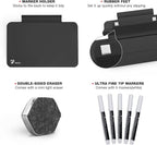 TOWON Small Glass Dry Erase Board, Desk White Board with Standing, Mini Whiteboard Easel Pad Set, Stenography Artifact for Office, Home and School Supplies, 8x6 Inches, Black