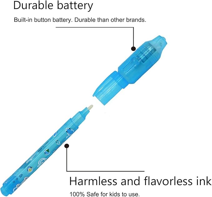 24 Pack Invisible Ink Pen with Purple Light Upgraded Spy Pen Secret Message Magic Markers Children's Day Gift Student Gift from Teacher for Boys Grils Kids Birthday Party Favor