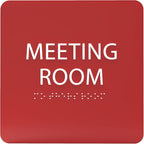 ADA CENTRAL SIGNS - 6" X6" Meeting Room Sign - ADA Compliant Tactile Graphics Grade 2 Braille Text Acrylic Wall Sign - Privacy Interview Room Name Door Sign for Schools Hospitals Offices & Apartments