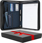 Forevermore Portfolios Padfolio Binder - Professional Faux Leather Travel Organizer Pouch for Tablet, Documents, Presentation Folders, Zipper Closure, Notepad - Blue