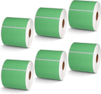 BETCKEY - 3" x 5" Multipurpose & Large Shipping Labels Compatible with Zebra & Rollo Label Printer,Premium Adhesive & Perforated[Green, 6 Rolls, 2100 Labels]
