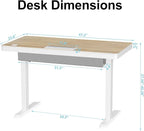 ERGO COLLECT Electric Standing Desk 48 Inch - One-Piece Desktop with Drawer, Cable Management, Wireless Charging & USB Port, Quiet Motor - for Home Office, Light Wood