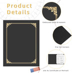 HAUTOCO 120 Pcs Certificate Holders, Black Diploma Folders Document Covers with Gold Foil Border for Letter Size 8.5x11 Cardstock, Award, Graduation