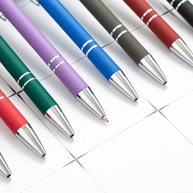 HEYZARDA Personalized Pens with Name Text Logo Custom Ballpoint Pen for Business Office Events with Stylus for Touchscreen 20 Pcs Grey