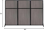 Versare Workstation Partition | Portable Wall Divider | Modern Office Cubicle | Free Standing Privacy Screen | Flexible Work Space | 99" x 70" Gray Elm Wood Grain Panels No Window