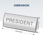 Plecterco 4 Pcs Office Door Signs - 8" x 3" Curved Name Plate Holders for Office, Wall-Mount Door Signs with Plastic Film and Adhesive Tape (Silver) (4, Silver)
