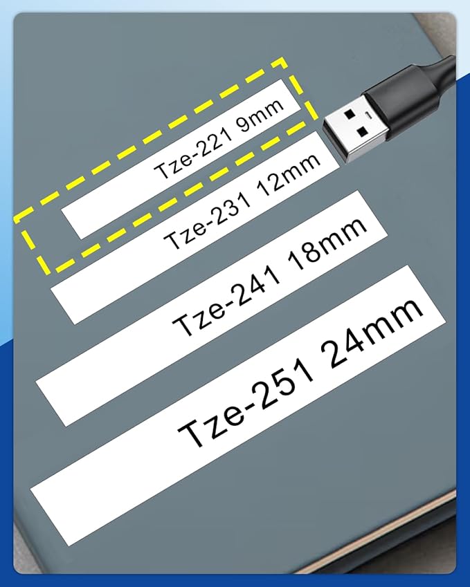 9mm Label Maker Tape TZe-221 Replacement for Brother TZe TZ Tape 9mm 0.35" Laminated (Black on White) P Touch Label Tape TZe221 for Brother PT-D220 H100 D410 D600 1890 H103W, 3 Pack