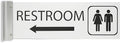 ALPHA DOG SIGNS Corridor Projecting Hallway Bathroom Sign, Left Arrow, 4"x12" Double Sided, Indoor/Outdoor, Easy Install, Durable Business Wayfinding Plaque, USA-Made (White)