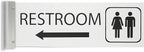 ALPHA DOG SIGNS Corridor Projecting Hallway Bathroom Sign, Left Arrow, 4"x12" Double Sided, Indoor/Outdoor, Easy Install, Durable Business Wayfinding Plaque, USA-Made (White)