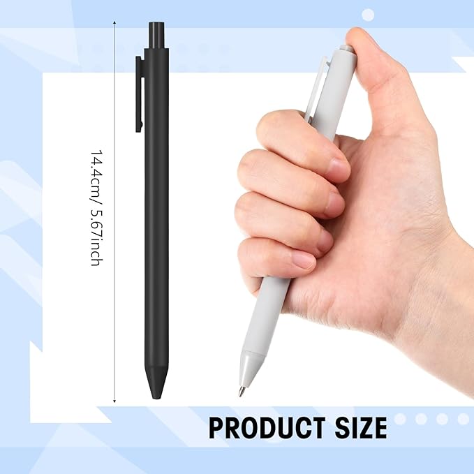 Fulmoon 50 Pcs Ballpoint Pens Bulk Retractable Comfortable Writing Pens Cute Back to School Supplies in Medium Point 1.0 mm for Teacher Student Bridal Shower Baby Shower (Black White Gray)