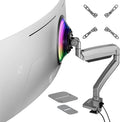 AVLT Single 17"-57" Super Ultrawide Monitor Arm for Screens Up to 59.5 lbs, Premium Aluminum Desk Stand, Adjustable Pneumatic Height, Full Motion Swivel Tilt Rotation, USB-C & USB-A Ports, Gray