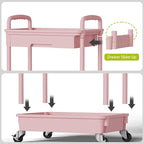 Sorgion 4 Tier Rolling Cart Organizer,Art Craft Diaper Bedside Snack Laundry Room Bathroom Organizer Narrow Thin Slim Rolling Trolley Utility Cart with Wheels for Kitchen,Office(Pink)