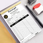Custom Carbonless Sales Invoice Form Books for Small Business, Personalized NCR 2-Part Receipt Book with Carbon Copies, Cover Add Company Name, Address and Number Printed