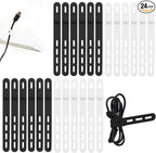 Donruby 24Pcs Silicone Cable Ties - Reusable & Washable with Locking Buckles, Adjustable Fastening Cable Management Straps, Multi-Purpose High Elasticity Cord Organizer (Black & White)