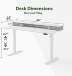 Agilestic 48 x 24 Inches Electric Standing Desk with 2 Storage Drawers, Adjustable Height Sit and Stand Computer Table with Splice Board, White