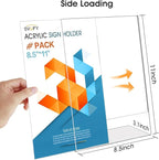 SVOPY Acrylic Sign Stand Holders - 8.5 x 11 Inches Clear Plastic Table Paper Display Stand, Suit for Displaying Posters, Picture, Flyers, Menu - 24 Pack