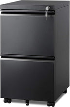 DEVAISE 2 Drawer Metal File Cabinet, Fully Assembled, Under Desk, Black, Lock, Fits Letter/Legal/A4 Size Files