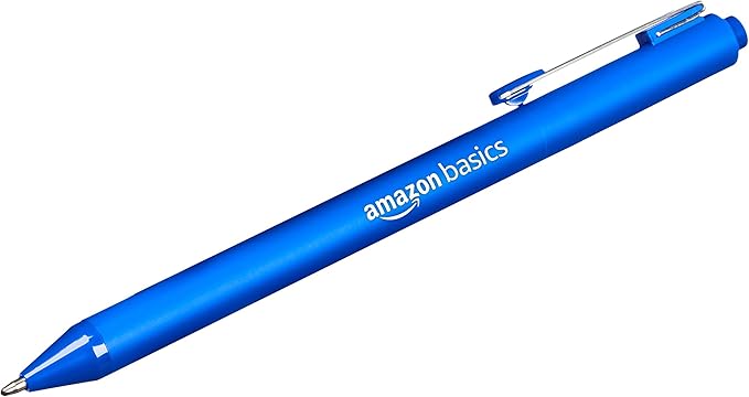 Amazon Basics Retractable Ballpoint Pens, Smooth Writing, Blue, 12-Pack