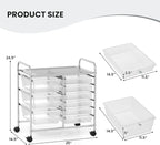 GOFLAME 9-Drawer Rolling Storage Cart, Mobile Utility Cart with Removable Drawers & Metal Frame, Art Craft Organizer Cart with Lockable Wheels, Storage Drawer Cart for Home Office, School, Clear