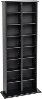 Prepac 2 Column Tall Cabinet Media, Double Multimedia Storage Tower, Black