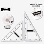 Magnetic Geometry Tool, Protractor, Triangle Rulers Easy Attachment Blackboard Measurement Kit, Teacher Board Protractor Multi-Purpose Kit Large (Transparent-2pc)
