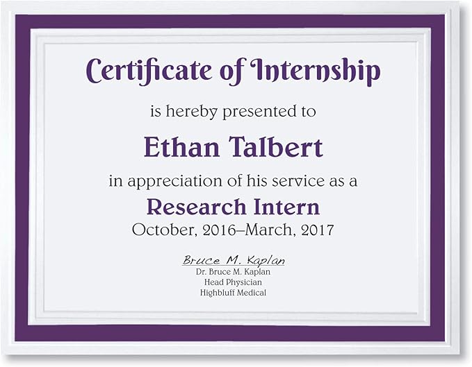 PaperDirect Pristine Specialty Certificates, 50 Sheets of 38lb White Paper, 8½" x 11", Purple Bold Foil Border, Perfect for Awards, Students, Employees, Volunteers, Course Completion, Diplomas