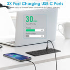 30W Recessed Power Strip USB C, Desk Flush Mount Outlet Plug in 6 AC & 8 USB Ports for Furniture Conference Power Hub, 6FT