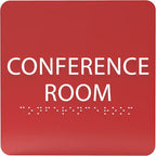 ADA CENTRAL SIGNS - 6" X6" Conference Room Sign- ADA Compliant Tactile Graphics Grade 2 Braille Text Acrylic Wall Signs - Authorized Personnel Only, Meeting Privacy Door Sign for Schools, and Offices