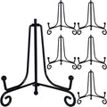 HENABLE 6PCS Premium Black Iron Plate Stands for Display 4 Inch, Decorative Solid Metal Plate Holders for Displaying, Mini Easel, Frame, Book, Card, Plaque, Bowl, Picture Stands for Display