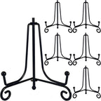 HENABLE 6PCS Premium Black Iron Plate Stands for Display 4 Inch, Decorative Solid Metal Plate Holders for Displaying, Mini Easel, Frame, Book, Card, Plaque, Bowl, Picture Stands for Display