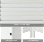6 Panel Room Dividers and Folding Privacy Screens, Divider for Room Separation, Wood Louvered Divider Wall, Wooden Partition for Home Office Bedroom (White-Washed)