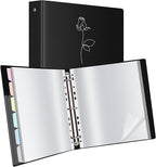 Uquelic 50-Pocket Binder with Plastic Sleeves for Letter/A4 Size(11" x 8.5"), Silver Rose Printed Cover, Document Binder Organizer for Papers, Certificates and Artwork with Macaron PP Divider Pages