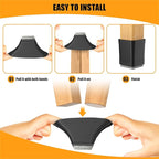 Square Chair Leg Protectors for Hardwood, 16Pcs Silicone Chair Legs Caps to Prevent Floor from Scratches and Reduce Noise, Easy to Move(1.25 Inch Black).
