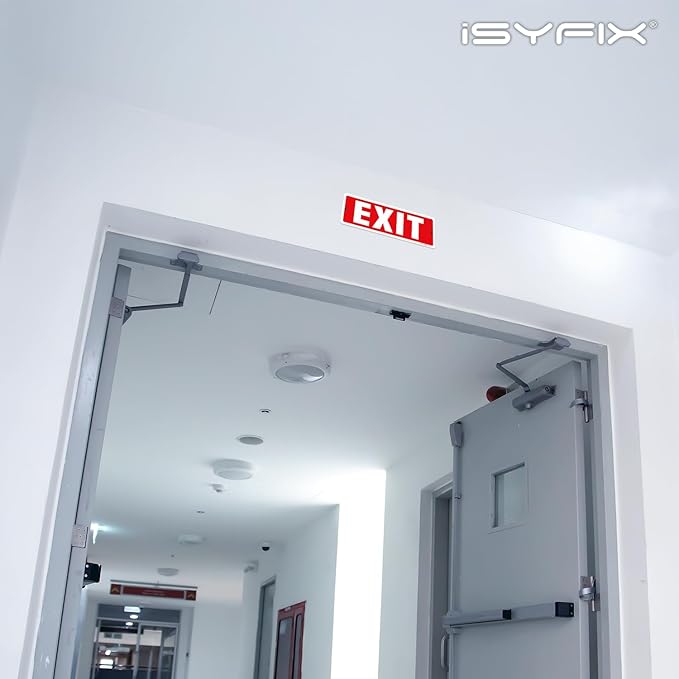 iSYFIX Exit Sign – 2 Pack 12x4 Inch – 100% Rust Free .040 Aluminum Signs, Laminated for Ultimate UV, Weather, Scratch, Water and Fade Resistance, Indoor and Outdoor, Exit Signs for Exterior.