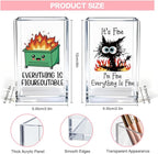 Vgrti Funny Black Cat 2 Pack Acrylic Cosmetic Pencil Pen Holder Cup, Emotional Dumpster Fire Pencil Pen Holder Cup, Cat Lover Gift for Women, Office Sarcastic Gifts for Women Men Colleague