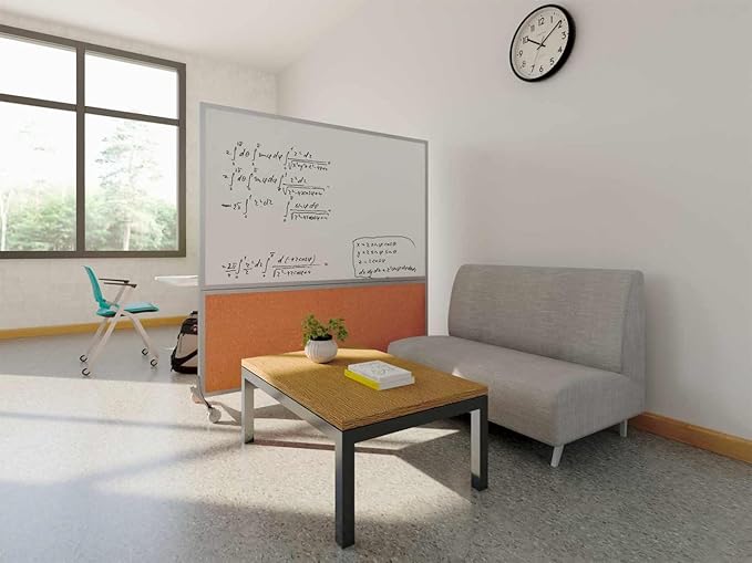 DivideWrite Mobile Whiteboard | Double Sided Dry Erase Board | Portable Office Cubicle Partition | Display for Classrooms, Conference Rooms, Meeting Areas and More | Royal Blue 4' Wide X 6' Tall