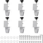 PATIKIL 6 Pcs 1/8"to 1/2" Adjustable Desk Divider Partition Clips, Aluminum Sneeze Guard Support Clamps Desktop Divider Clips for Offices Stores, Counter Privacy Panel,Silver