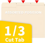 SUNEE Manilla Folders Letter Size (8.5 x 11 inches), 250 Per Box, 1/3 Cut Tab for Easy Labeling and Organization, Durable Standard Paper for Home, Office, School Filing