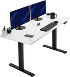 VIVO Electric Dry Erase 60 x 24 in Standing Desk, Memory Height Adjustment, 1B Series, Holds 220 lbs, White Marble Pattern Top, Black Frame, DESK-KIT-1B6WM