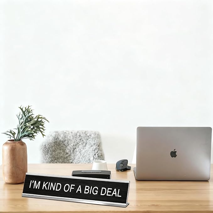 I'm Kind of A Big Deal Desk Signs for Office, Novelty Nameplate Office Decor Black Desk Plaque for Women Men Coworker Gift Home Supply Accessories 10 x 2"