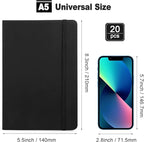 Honoson 20 Pack Lined Journal Notebooks A5 Hardcover Executive Notebook 5.5" x 8.3" PU Leather Wide Ruled Journals Bulk with Elastic Band for Home Business Office School Supplies(Black)