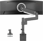 VIVO Premium Aluminum Single Screen Pneumatic Spring Monitor Arm Desk Mount Stand with Extension Pole | Fits One Screen up to 35" (STAND-V101GT)