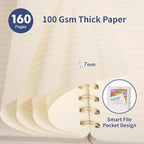 Spiral Notebook-5.75" x 8.125" College Ruled Journal with Inner Pockets and 160 Pages,PU Leather Cover Business Journal, Twin-Wire Binding Notebook Perfect for Office & Home School Supplies 3 pack Navy Blue