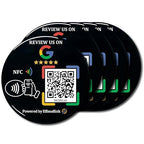 Epoxy Sticky Card with NFC Chip & QR Code - Compatible with Google Business Page for Customer Reviews, Boost Business Reviews, Essential for Small Businesses, No App, No Monthly Fee (Black-5 Cards)
