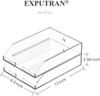 EXPUTRAN (2pcs Pack) Stackable Clear Acrylic Paper Trays, Desk File Organizer, A4 Paper Holder, Letter Tray