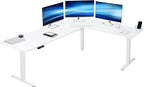 VIVO Electric Corner 84 x 63 inch L-Shaped Standing Desk, Memory Height Adjustment, White Top White Frame, DESK-E3CTWW-84