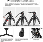 PULUZ 67"/170cm Video Tripod, Heavy Duty Aluminum Alloy Camera Tripod Stand with 360° Fluid Drag Head, QR Plate Compatible with Canon Nikon Sony and Other DSLR Camera Camcorder, Load Up to 22lb/10kg